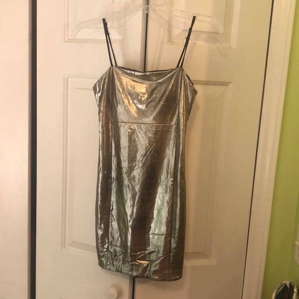 Shiny Gold Mini Dress